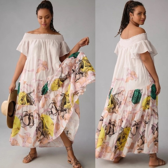 Anthropologie Pia Binazzi x Maeve Tiered Off Shoulder Maxi Dress - Picture 10 of 13